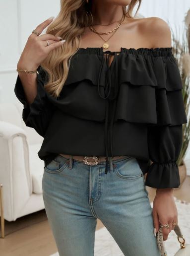 Heidi-Mode | Off-Shoulder Ruffle Blouse