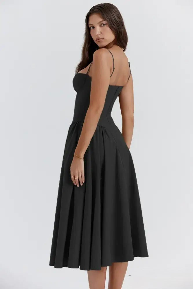 Heidi-Mode | Korsett Midikleid mit Ärmeln Attraktive Passform
