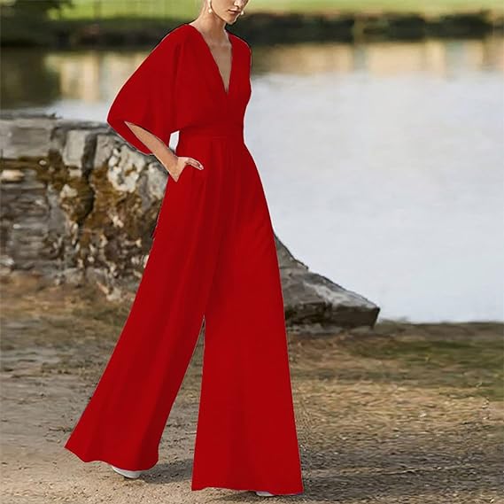 Heidi-Mode | Eleganter V-Ausschnitt Jumpsuit
