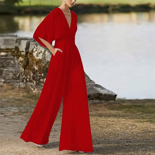 Heidi-Mode | Eleganter V-Ausschnitt Jumpsuit