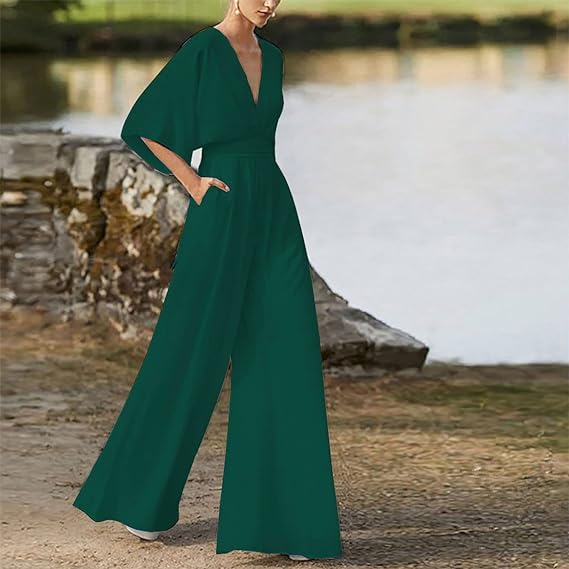 Heidi-Mode | Eleganter V-Ausschnitt Jumpsuit