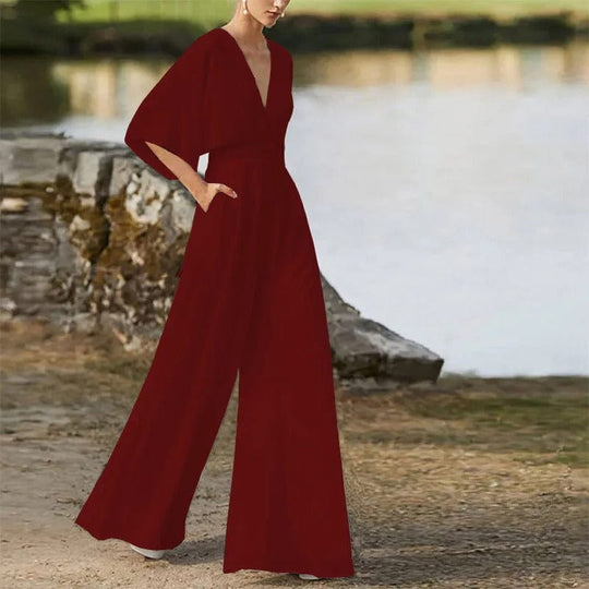 Heidi-Mode | Eleganter V-Ausschnitt Jumpsuit