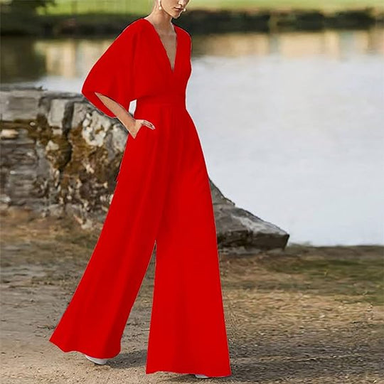 Heidi-Mode | Eleganter V-Ausschnitt Jumpsuit