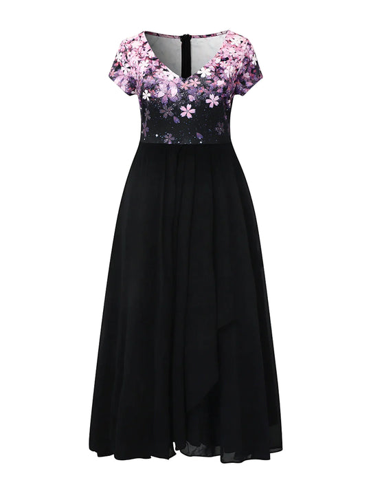 Florales, elegantes Midi-Spitzenkleid