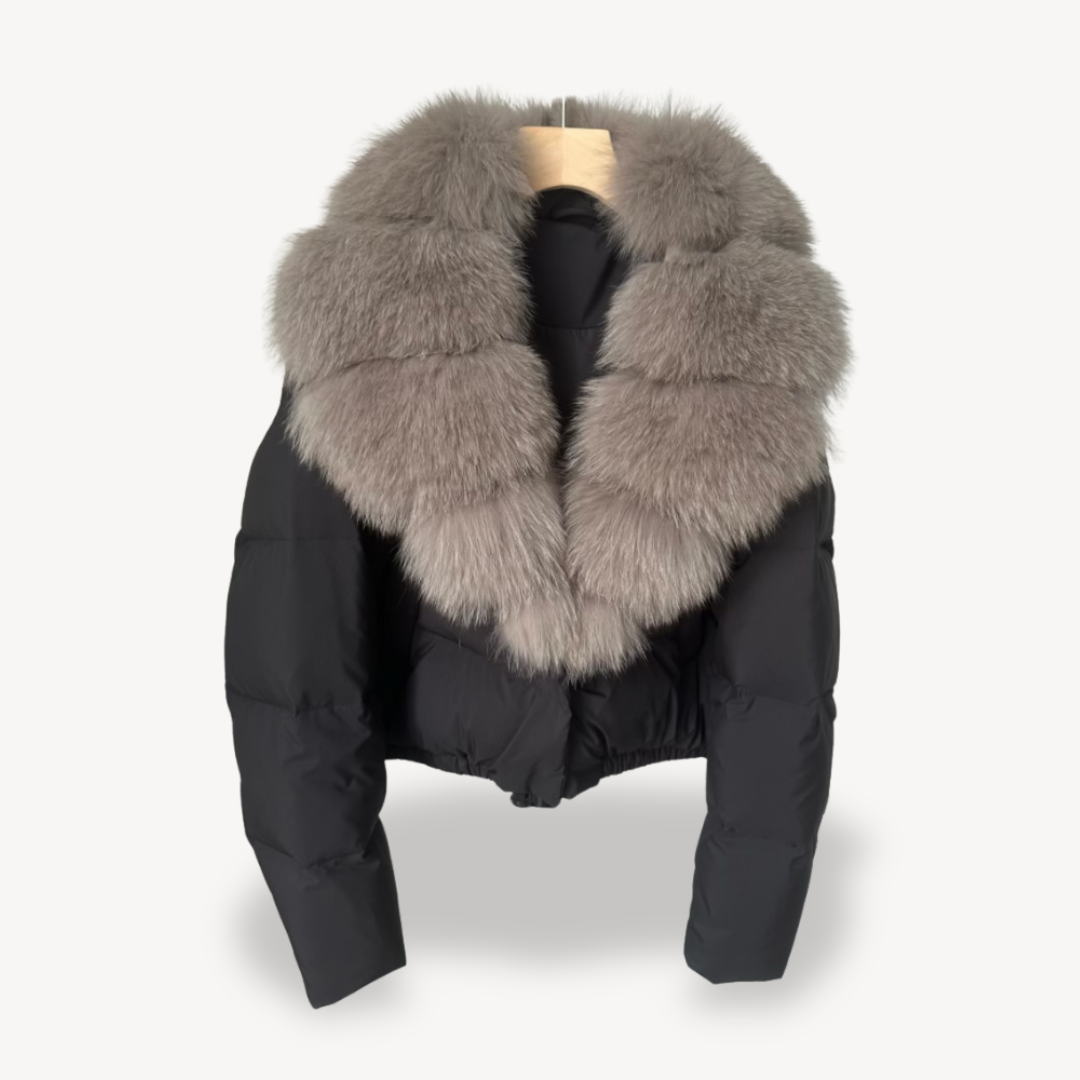 Heidi-Mode | Winter Pufferjacke mit Kunstfellkragen für Damen