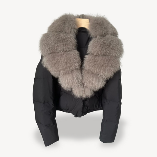 Heidi-Mode | Winter Pufferjacke mit Kunstfellkragen für Damen