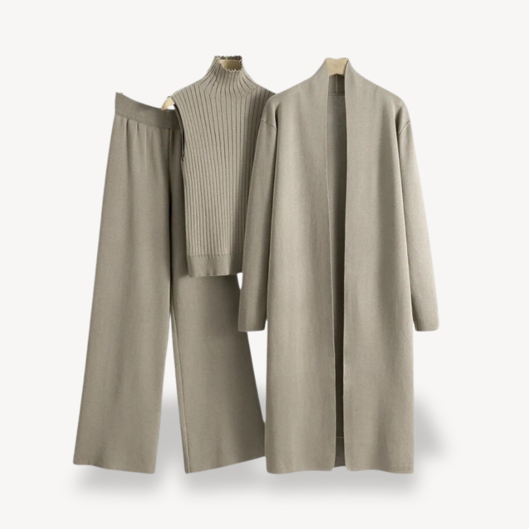 Heidi-Mode | Frauen Rippstrick 3-Teilige Set