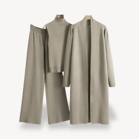 Heidi-Mode | Frauen Rippstrick 3-Teilige Set