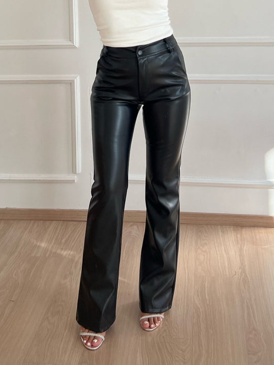 Heidi-Mode | Lederhose mit ausgestelltem Bein für Damen Retro Mode