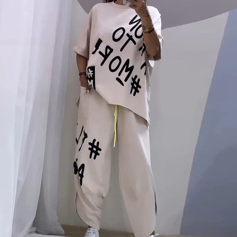 Heidi-Mode | Top und Hosenanzug mit Druck