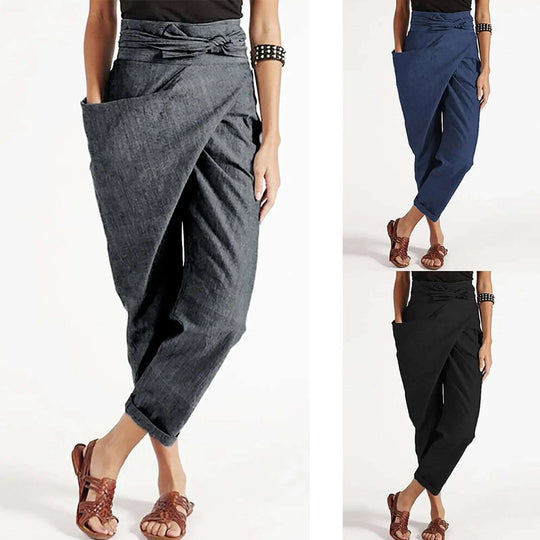 Heidi-Mode | High-Waist Wickel Bequeme Hose