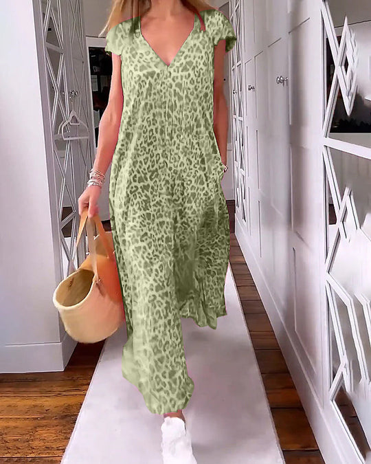 Heidi-Mode | Bedrucktes Damen Kleid mit V-Ausschnitt Elegantes Sommer Outfit
