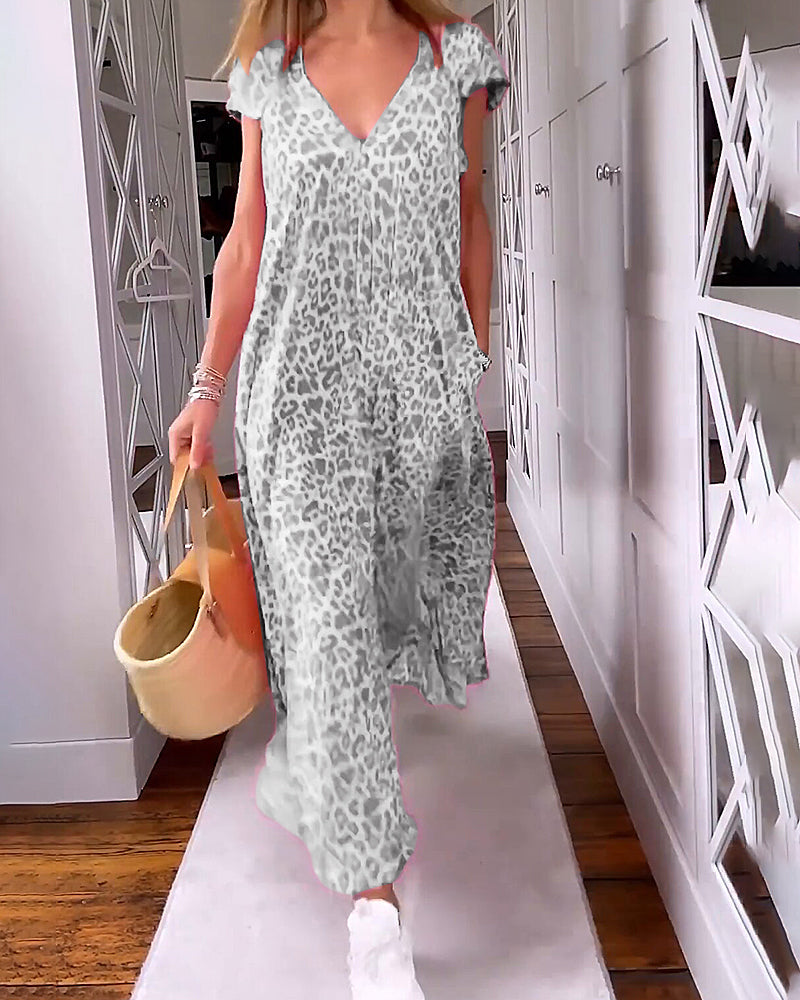 Heidi-Mode | Bedrucktes Damen Kleid mit V-Ausschnitt Elegantes Sommer Outfit