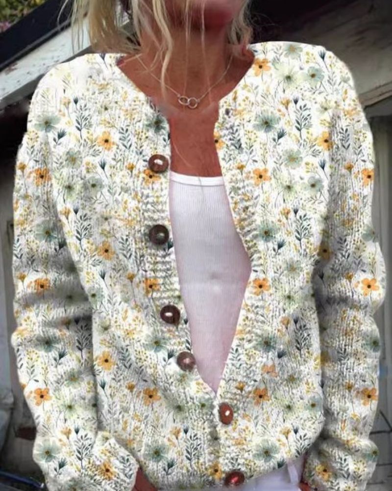 Heidi-Mode | Strickjacke mit Blumenmuster für Frauen