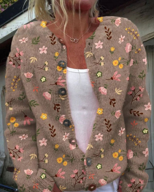 Heidi-Mode | Strickjacke mit Blumenmuster für Frauen
