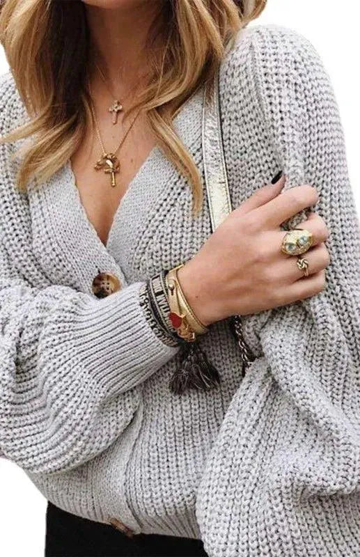 Heidi-Mode | Knopf Frauen Strickjacke Pullover