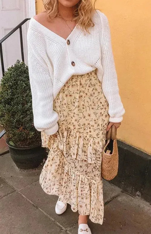 Heidi-Mode | Knopf Frauen Strickjacke Pullover