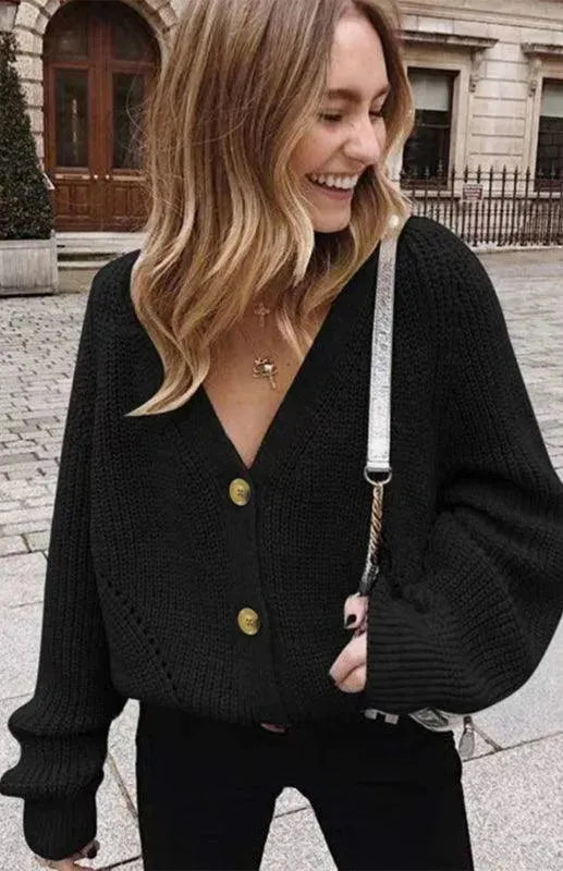 Heidi-Mode | Knopf Frauen Strickjacke Pullover