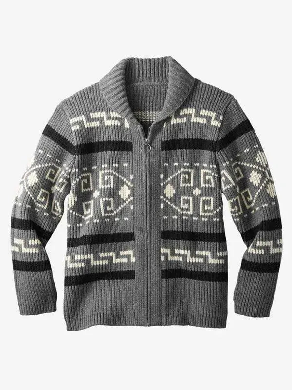Heidi-Mode | Jacquard Herren Strickjacke Pullover
