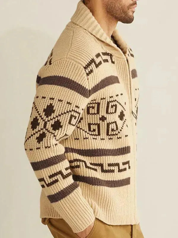 Heidi-Mode | Jacquard Herren Strickjacke Pullover