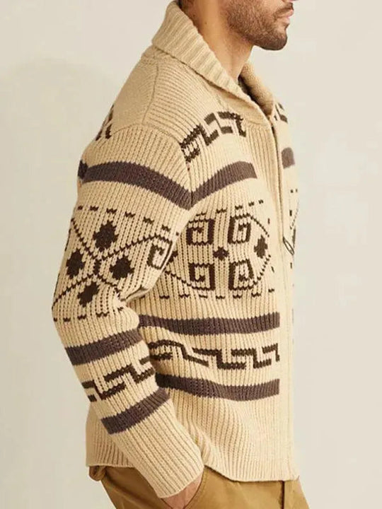 Heidi-Mode | Jacquard Herren Strickjacke Pullover