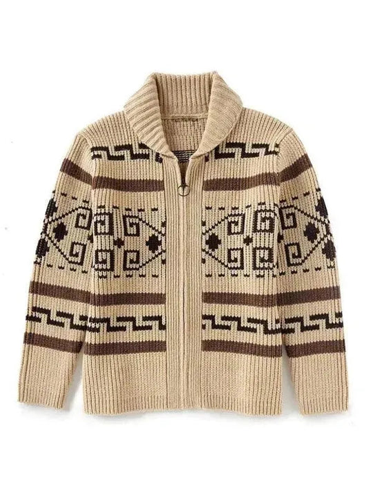 Heidi-Mode | Jacquard Herren Strickjacke Pullover