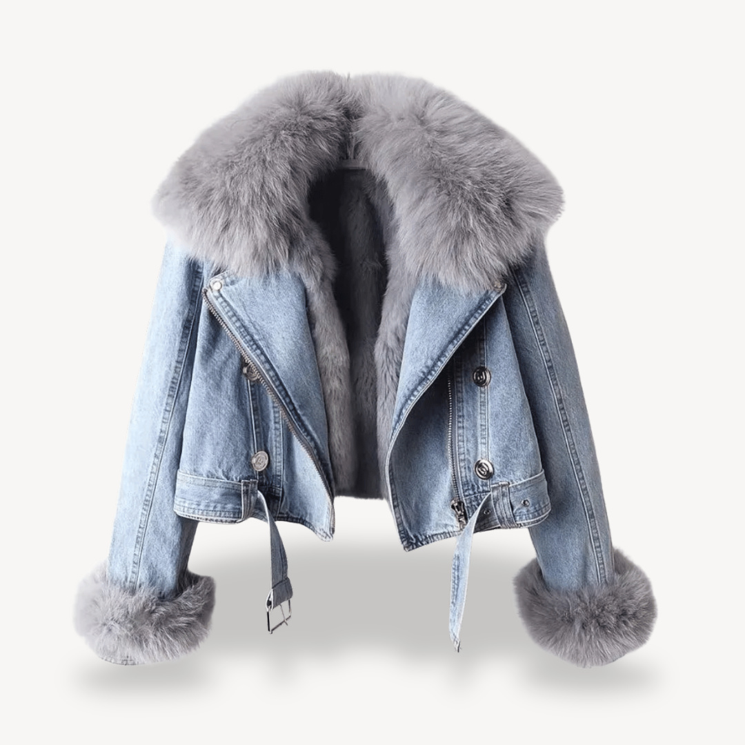 Heidi-Mode | Kunstpelzgefütterte Denimjacke für Frauen