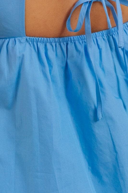 Heidi-Mode | Le Lis Kurzarmpuffärmel Babydoll-Kleid mit Rückenschnürung