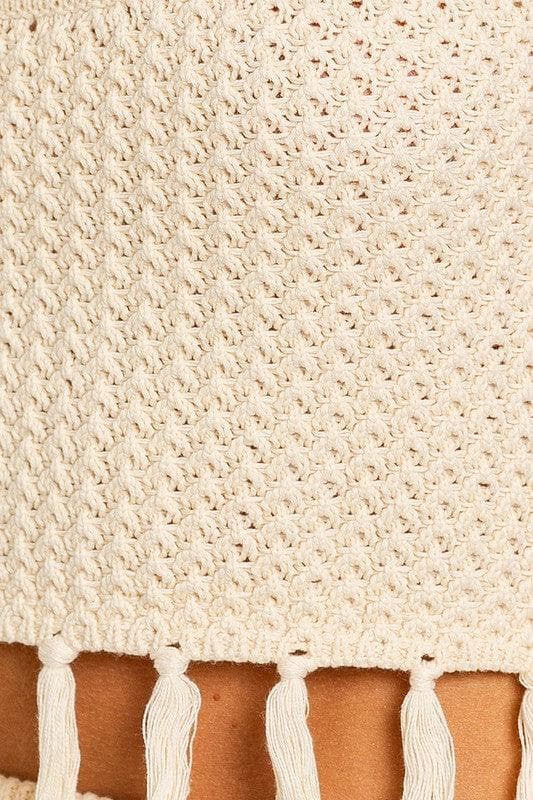 Heidi-Mode | Le Lis Quaste Detail Spaghetti Pullover Crop Top