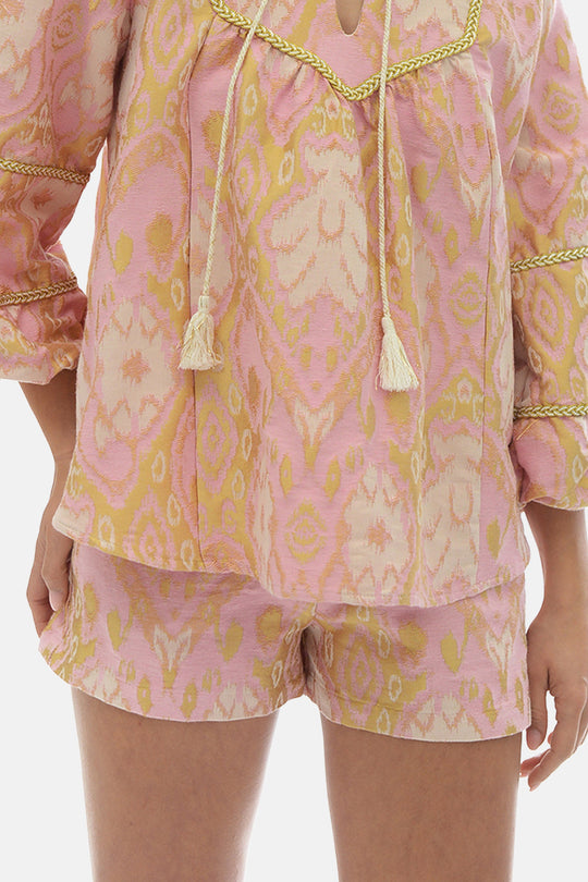 SHORTS "DONNA" PINK/GOLD/ECRU