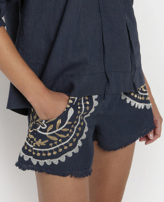 SHORTS "PAISLEY" NAVY/WHITE/GOLD