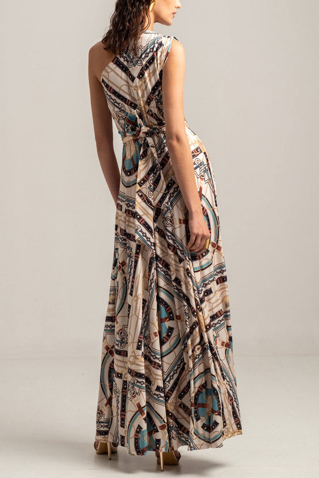 ONE SHOULDER DRESS "ANTHROPOSOPHY" MULTICOLOR