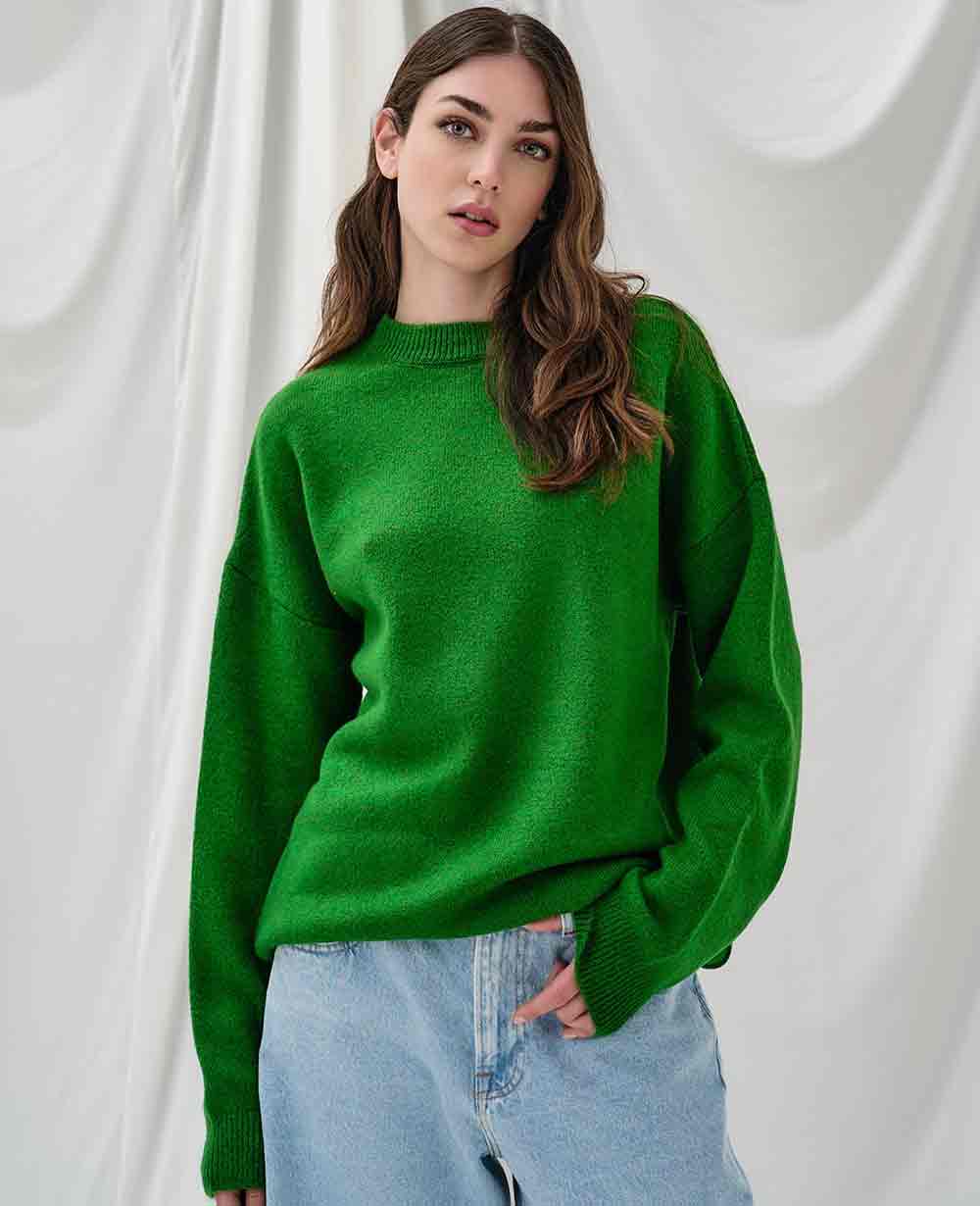 ROUND NECK PULLOVER "JOYA" GREEN