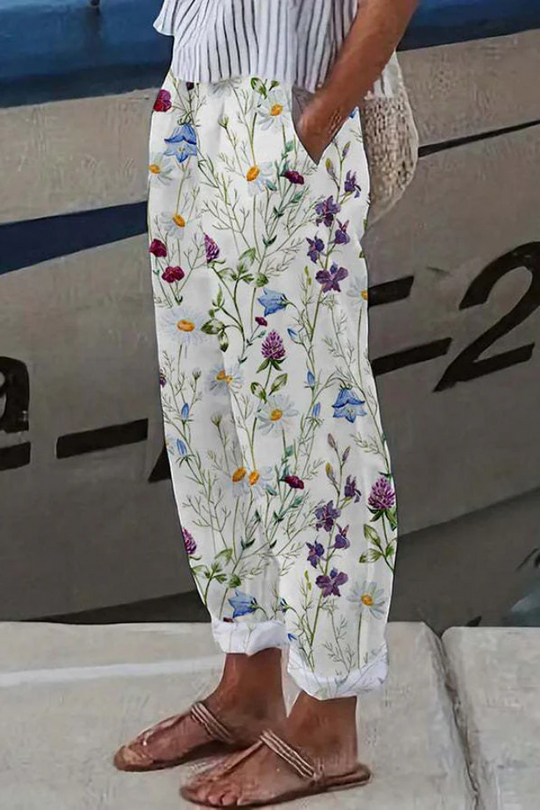 Heidi-Mode | Lässig Unique Printed Button Pocket Pants