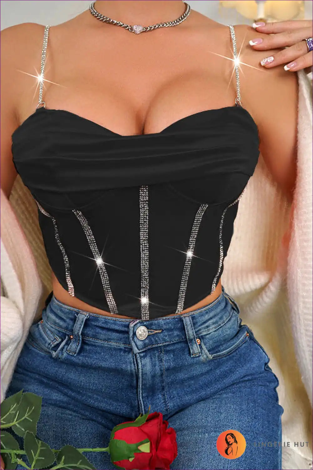 Heidi-Mode | Crystal Boning Crop-Cami - Erstrahlen Sie in Eleganz