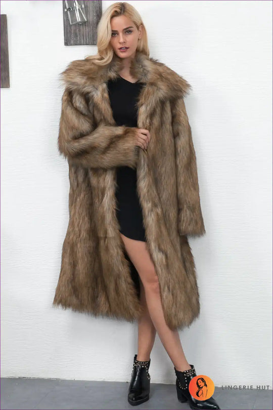 Heidi-Mode | Luxuriöser langer Kunstfellmantel - Zeitloser Winterglamour