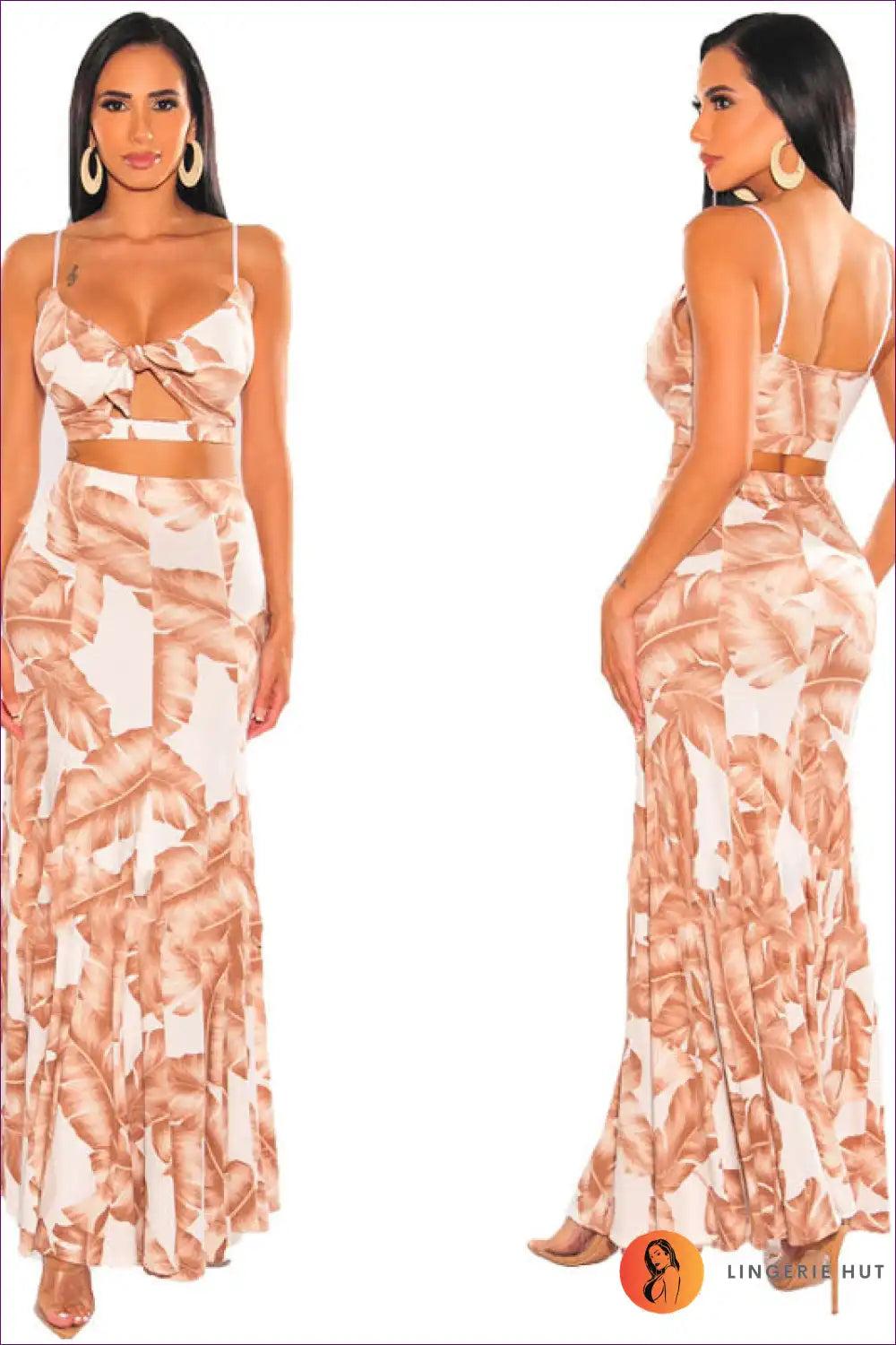 Heidi-Mode | Tropisches Cutout V-Ausschnitt Set - Boho Sommer Glam