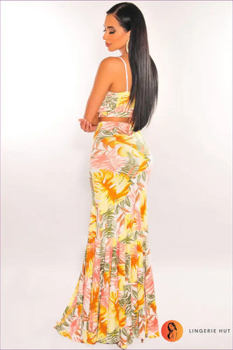 Heidi-Mode | Tropisches Cutout V-Ausschnitt Set - Boho Sommer Glam