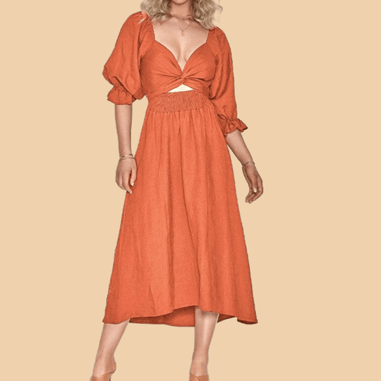 Heidi-Mode | Elegantes Off Shoulder Kleid mit Puffärmeln
