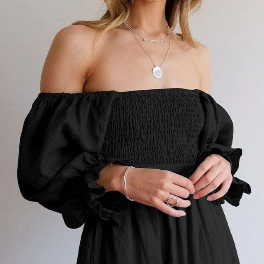 Heidi-Mode | Elegantes Off Shoulder Kleid mit Puffärmeln