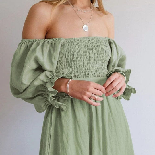 Heidi-Mode | Elegantes Off Shoulder Kleid mit Puffärmeln