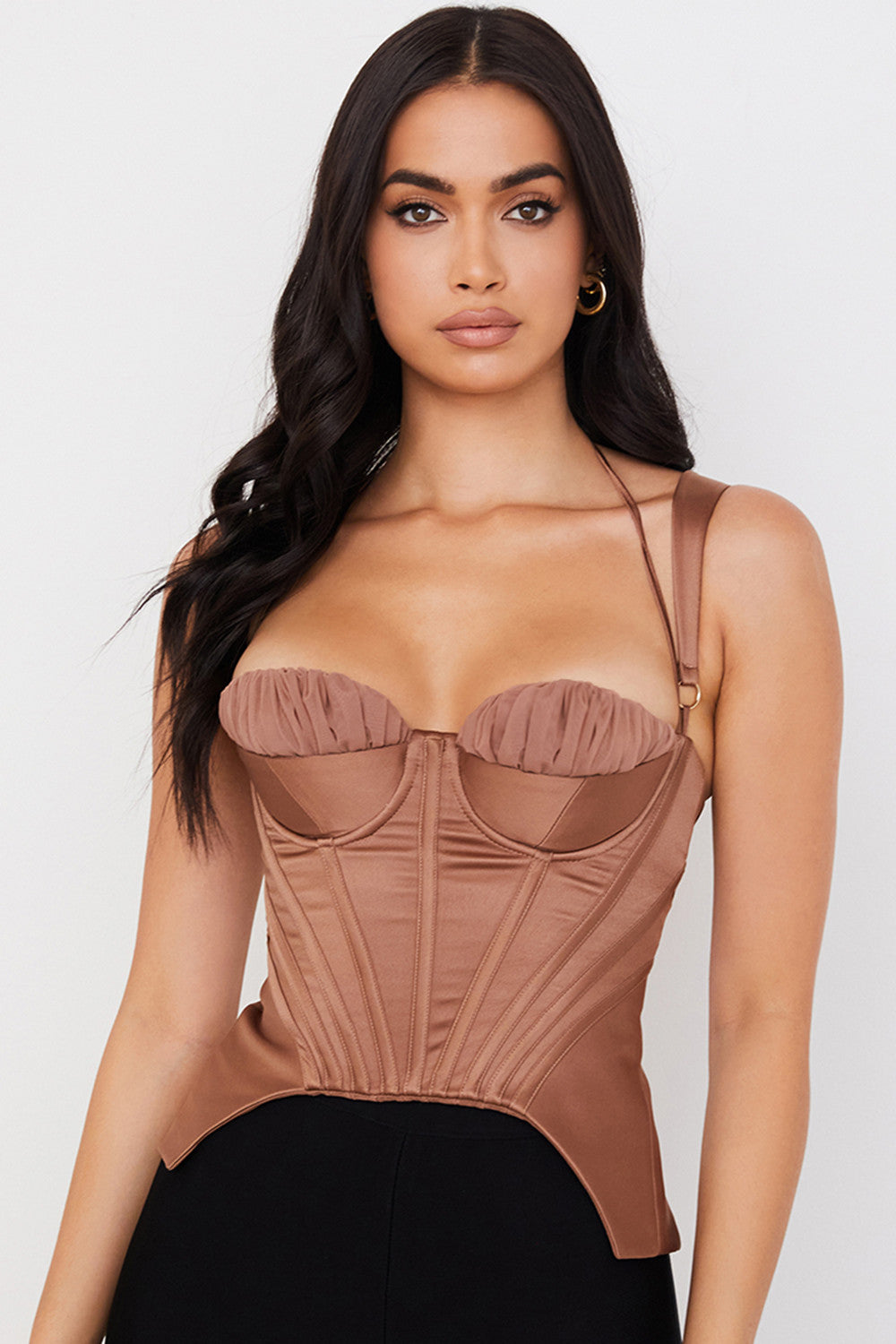 Heidi-Mode | Toffee Satin Peplum Korsett