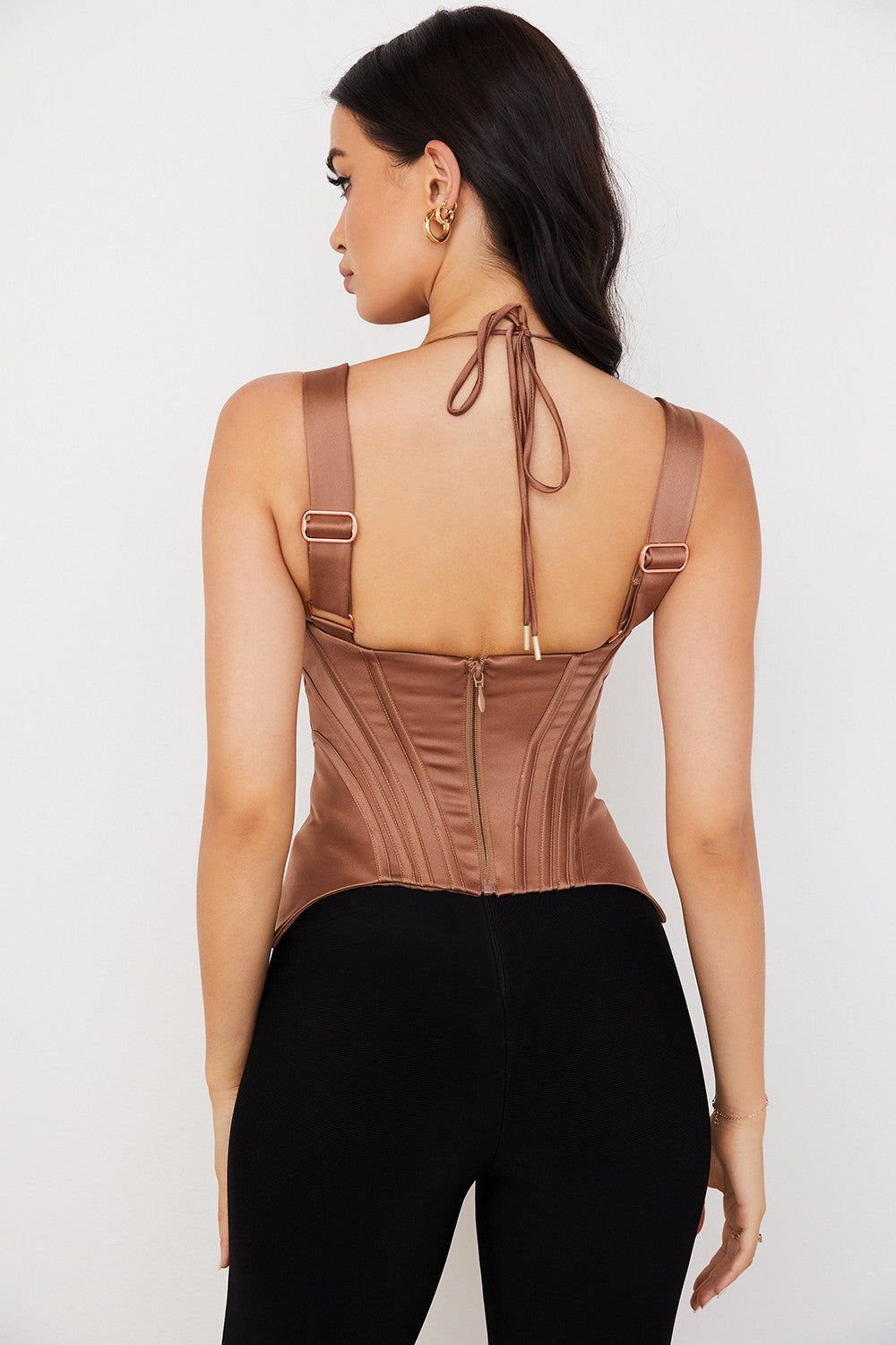 Heidi-Mode | Toffee Satin Peplum Korsett