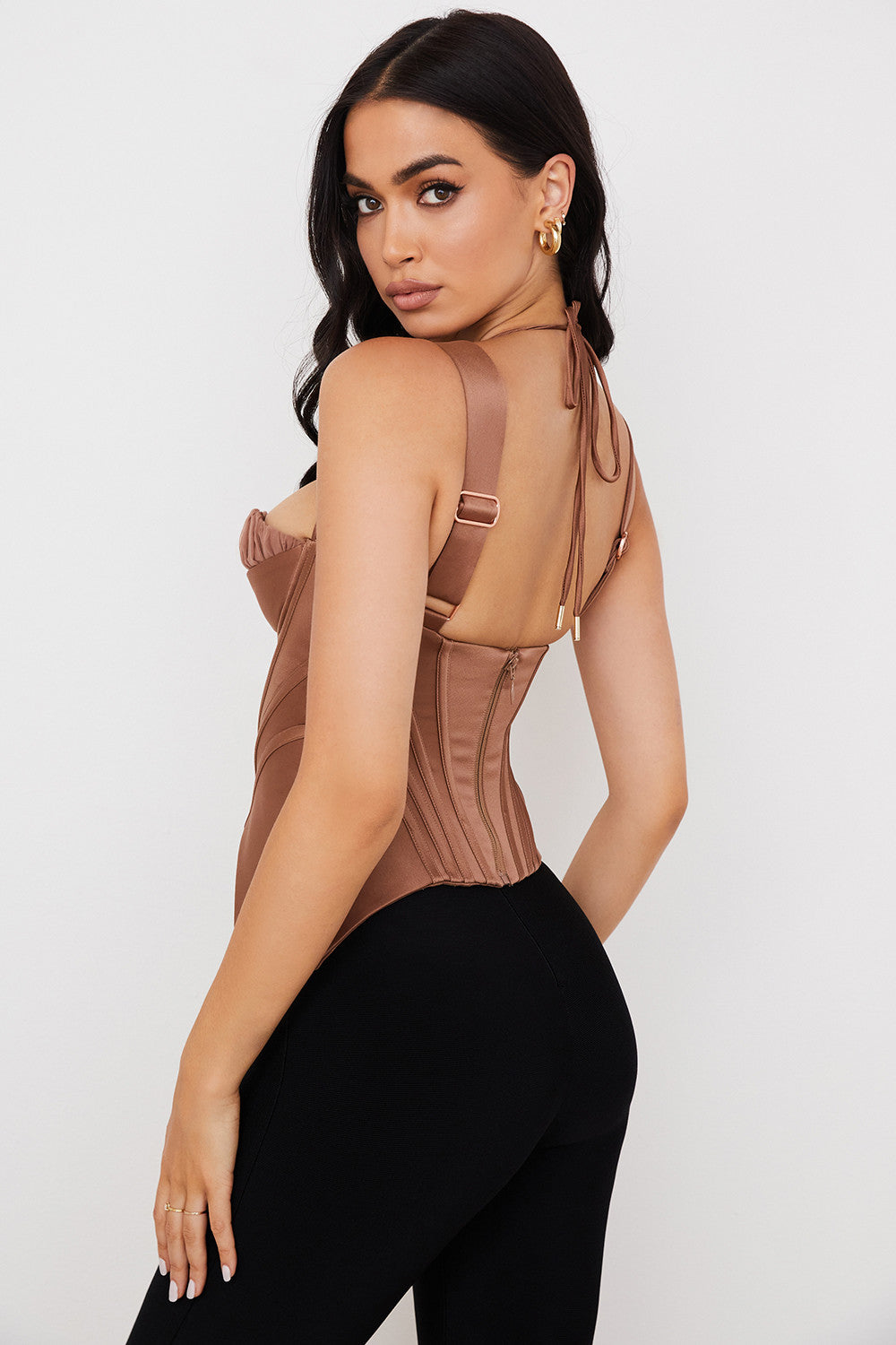 Heidi-Mode | Toffee Satin Peplum Korsett