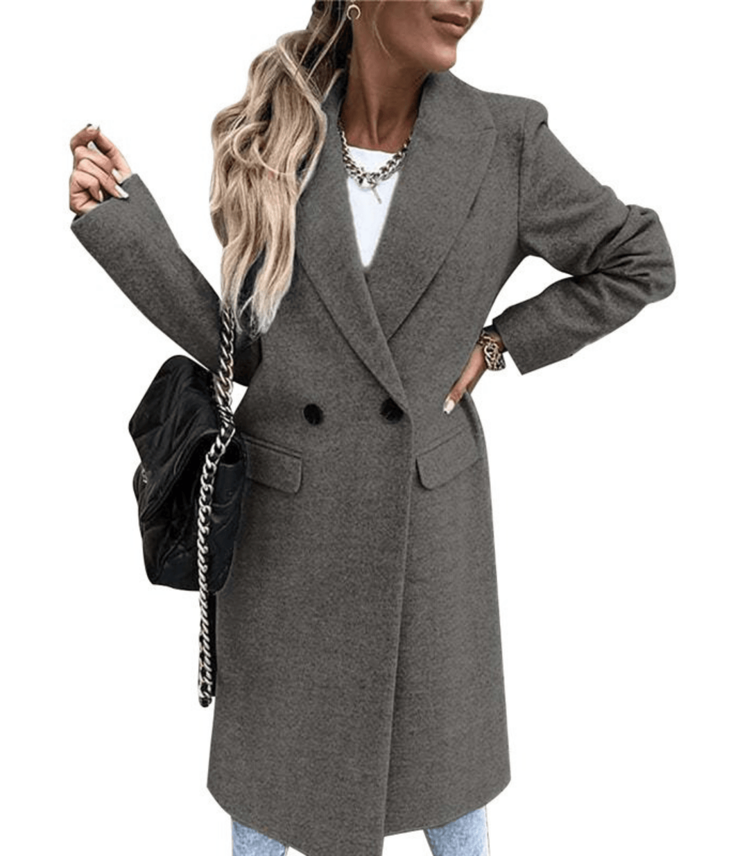 Heidi-Mode | Lockere Wolljacke mit Taschen und Knöpfen