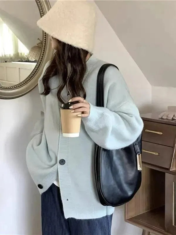 Heidi-Mode | Knopf Vielseitiger Damen Strickjacke Pullover