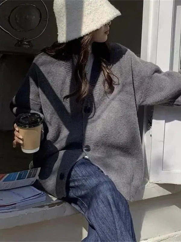 Heidi-Mode | Knopf Vielseitiger Damen Strickjacke Pullover