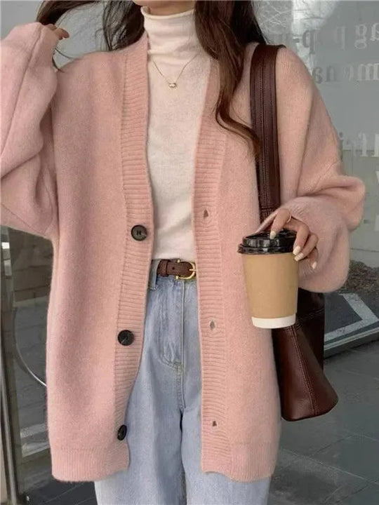 Heidi-Mode | Knopf Vielseitiger Damen Strickjacke Pullover