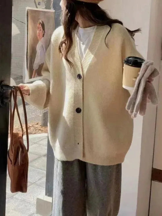 Heidi-Mode | Knopf Vielseitiger Damen Strickjacke Pullover