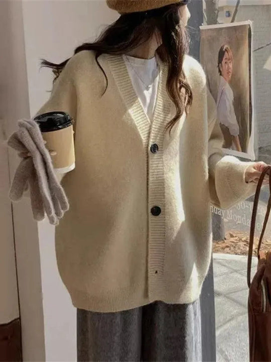 Heidi-Mode | Knopf Vielseitiger Damen Strickjacke Pullover